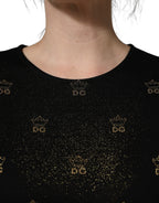 Black DG Crown Short-Sleeve Sheath Dress