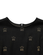 Black DG Crown Short-Sleeve Sheath Dress
