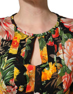 Multicolor Floral Print LongSleeve Midi Dress