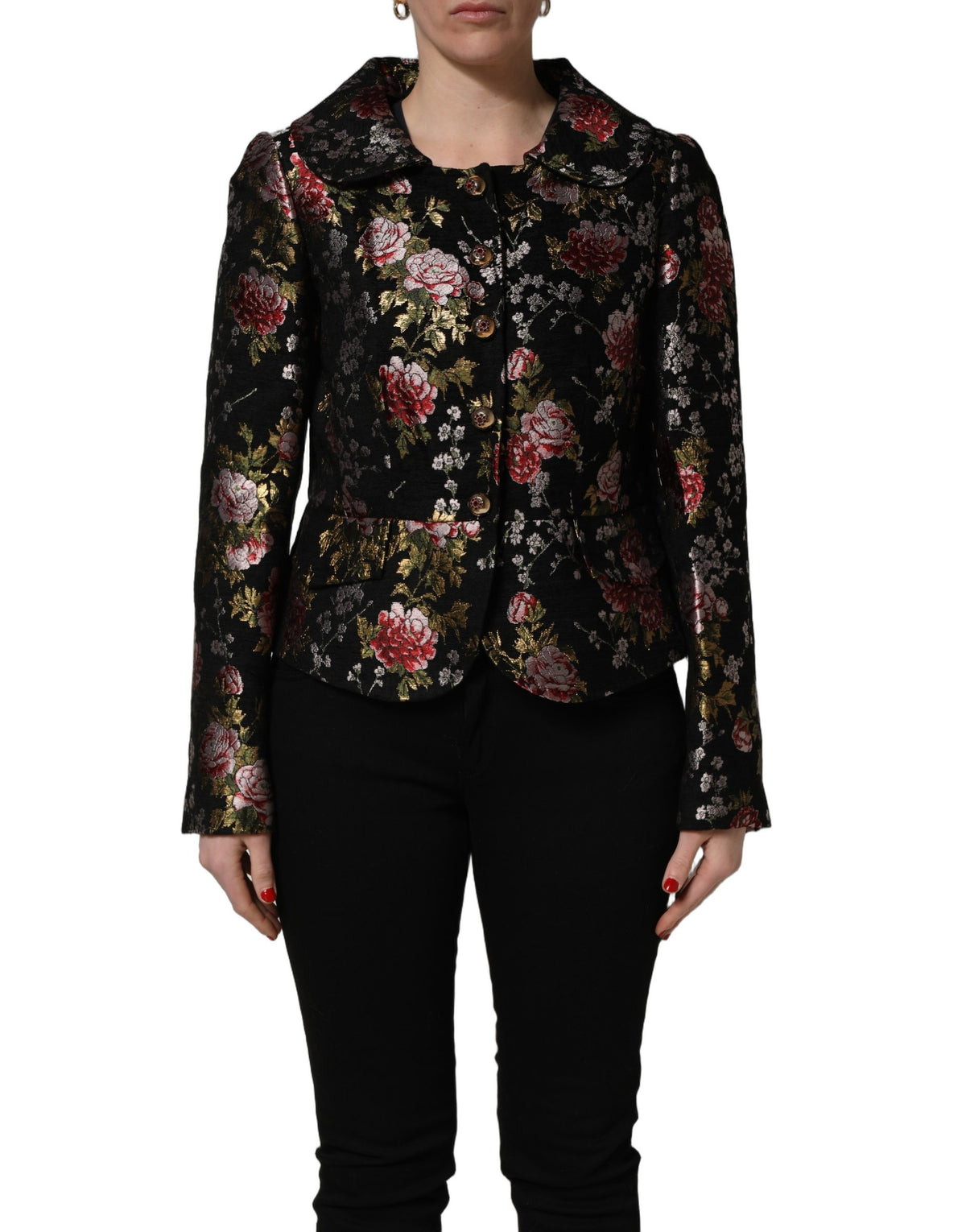 Multicolor Floral Brocade Blazer Jacket