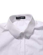 White Cotton Long Sleeve Button-Up Shirt Top