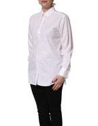 White Cotton Long Sleeve Button-Up Shirt Top