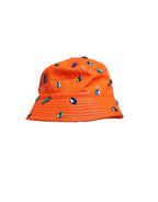 Orange Crystal Embellished Bucket Fisherman Cap Hat