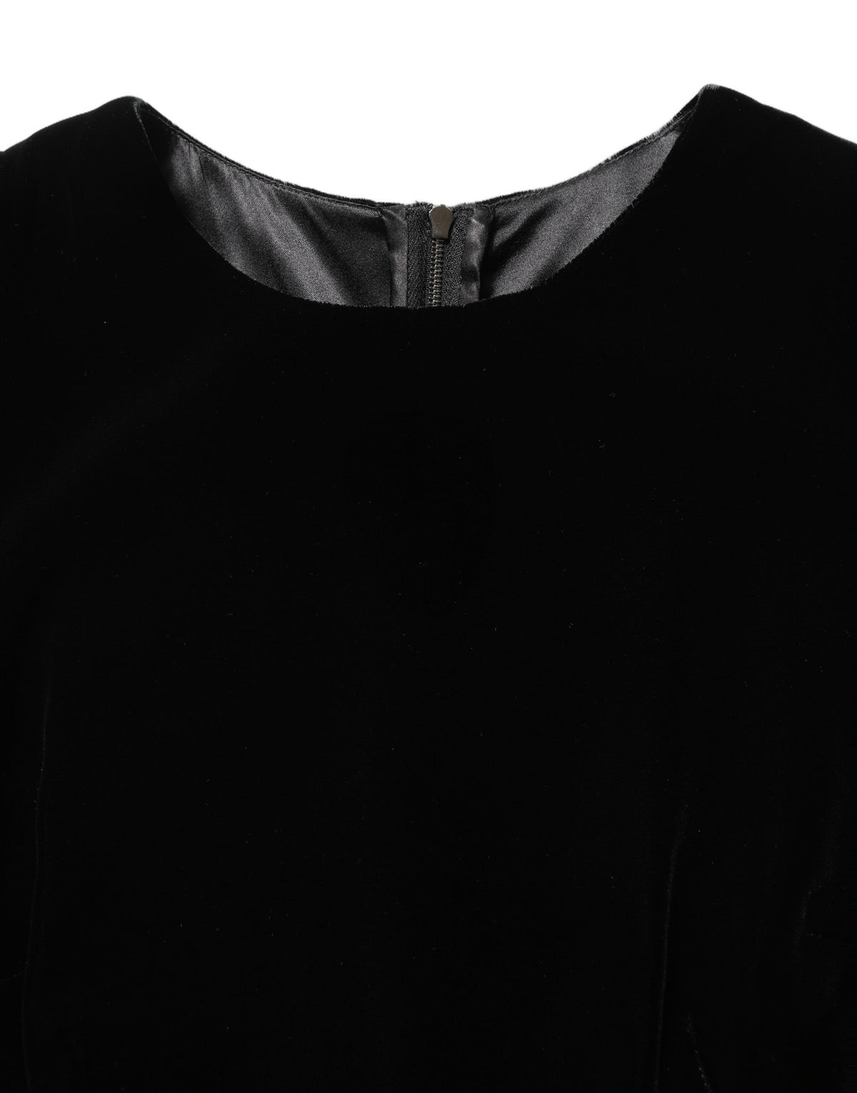 Black Viscose Velvet Floor Length Gown Dress