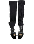 Stiletto Sandals Socks Knee High Boots Black