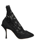 Black Socks Taormina Lace Pumps Boots Shoes