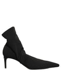 Black Stretch Socks Heels Ankle Boots Shoes