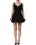 Black Nylon A-Line Sleeveless Mini Dress