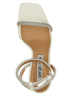 White Goatskin Stiletto Heel Sandals