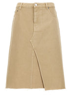 Beige Cotton Midi Skirt