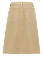 Beige Cotton Midi Skirt