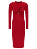 Red Viscose Midi Dress