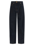 Blue Cotton High-Waisted Jean