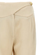 Beige Viscose Dress Pants