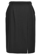 Black Virgin Wool Midi Skirt