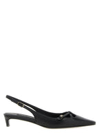 Black Lamb Leather Mid Heel Pumps
