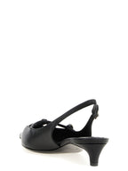 Black Lamb Leather Mid Heel Pumps