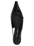 Black Lamb Leather Mid Heel Pumps