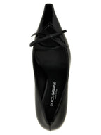 Black Calfskin Mid Heel Pumps
