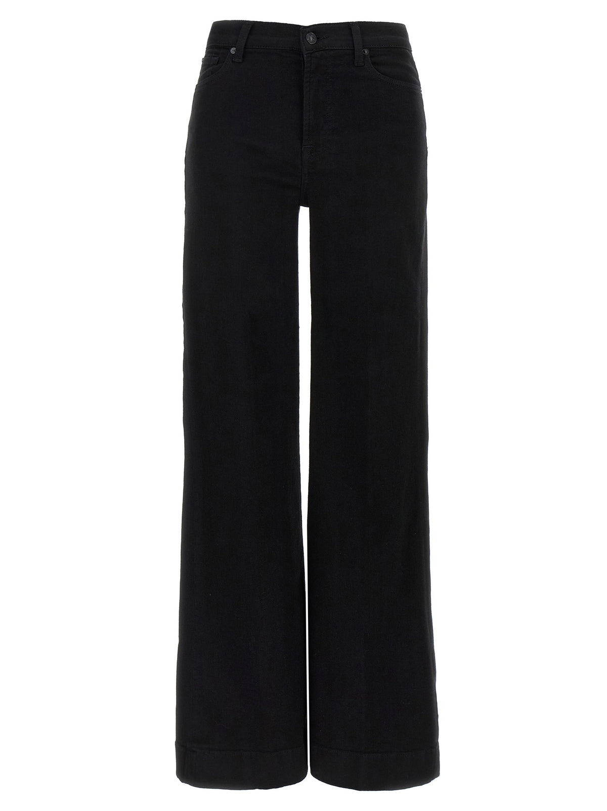 Black Cotton Flared Jeans