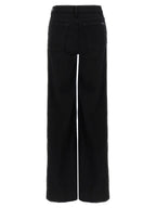Black Cotton Flared Jeans
