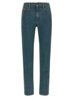 Blue Cotton Straight-Leg Jeans