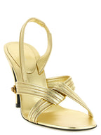 Gold Lamb Leather Stiletto Heel Sandals