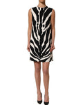 Black White Zebra Print Viscose Mini Dress