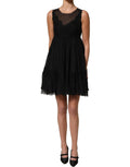 Black Lace Trim Sleeveless A-line Mini Dress