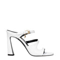 White Leather Stiletto Heel Sandals