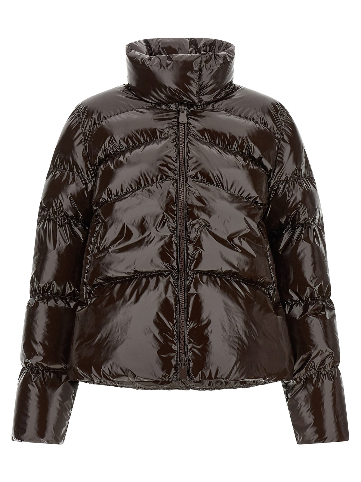 Brown Polyamide Full-Length Jacket