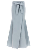 Blue Polyester Mini Skirt