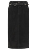 Black Cotton Midi Skirt