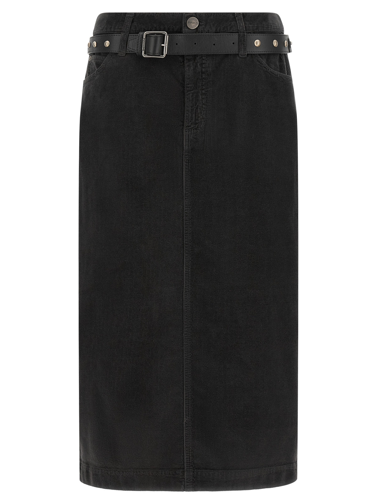 Black Cotton Midi Skirt