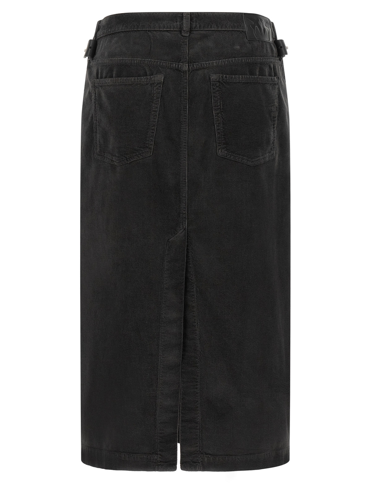 Black Cotton Midi Skirt