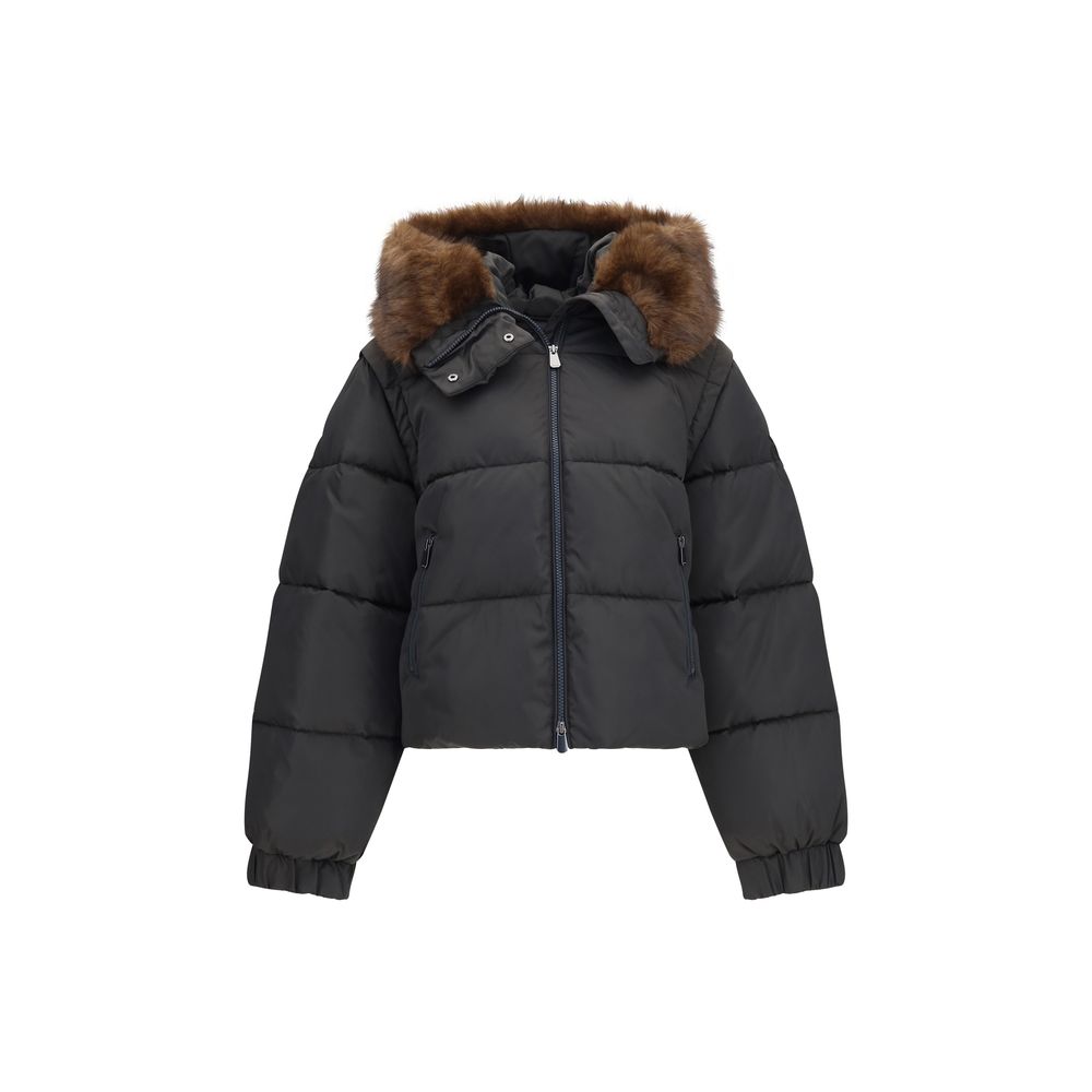 Brown Polyester Full-Length Jacket