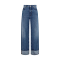 Blue Cotton Straight-Leg Jeans