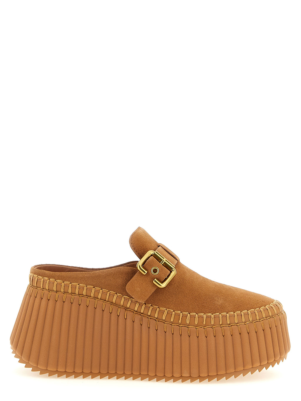 Beige Calfskin Wedge Sandals