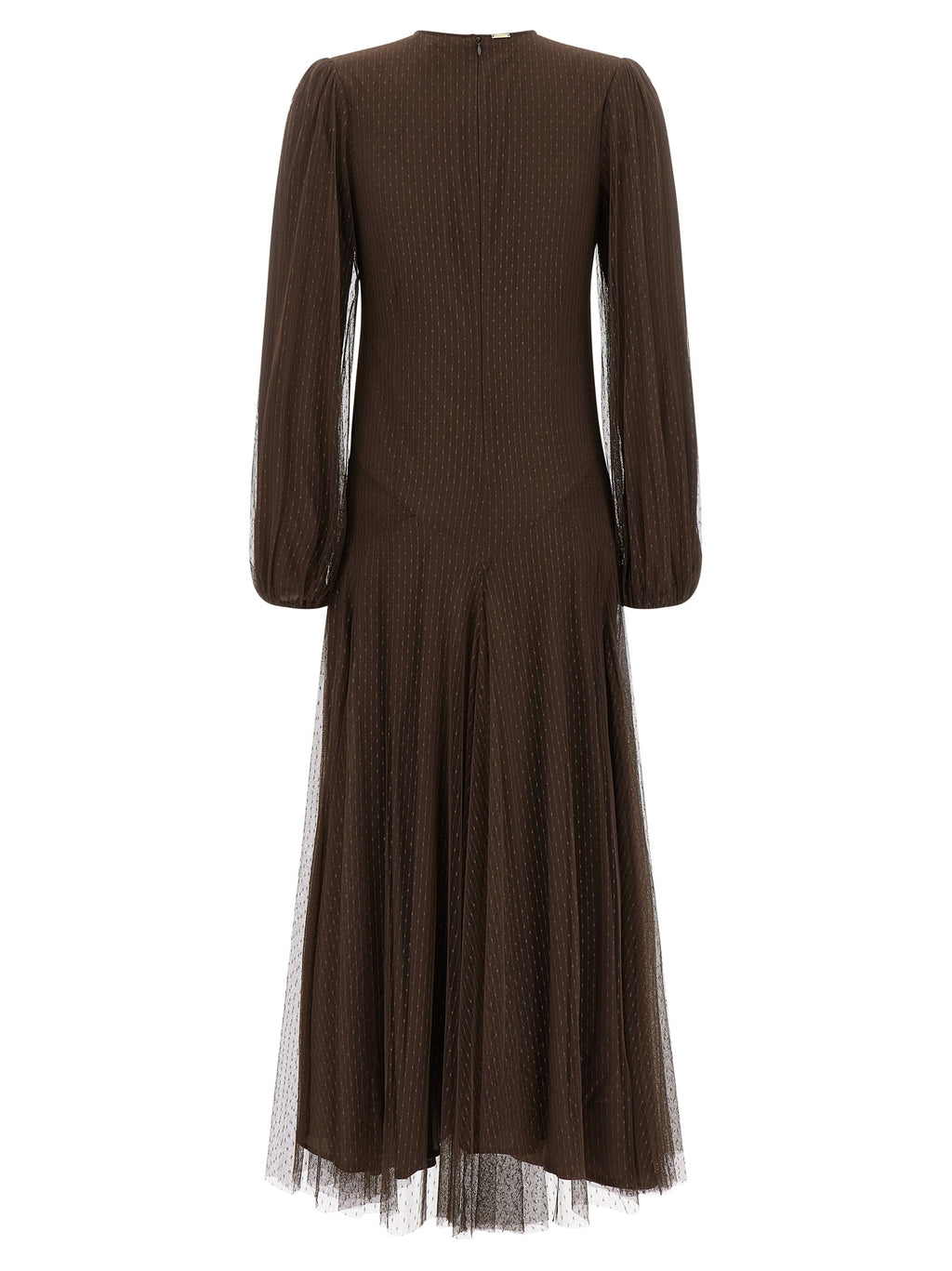 Brown Polyester Long Dress