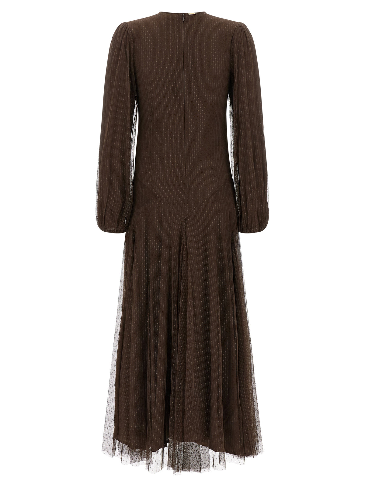 Brown Polyester Long Dress