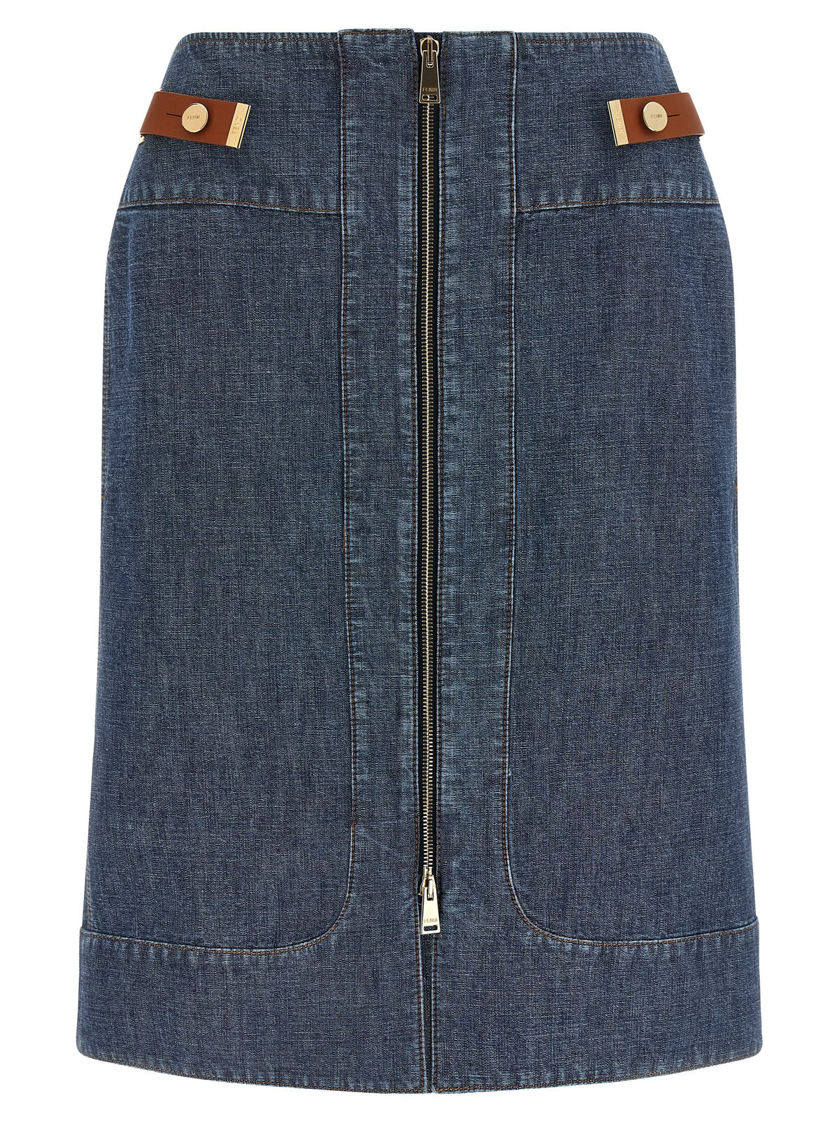 Blue Cotton Midi Skirt