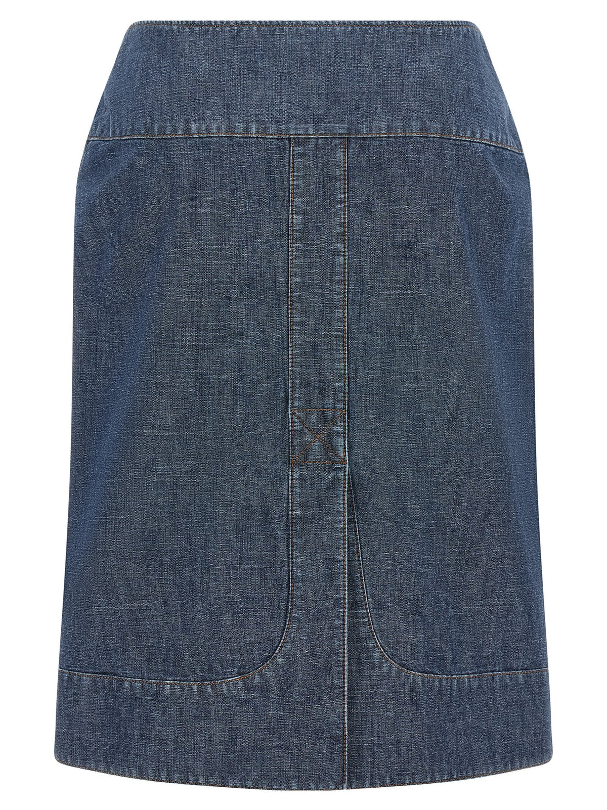 Blue Cotton Midi Skirt