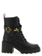 Black Cowhide Lace-Up Boots