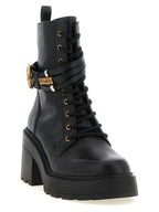 Black Cowhide Lace-Up Boots