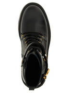 Black Cowhide Lace-Up Boots