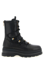 Black Cowhide Lace-Up Boots