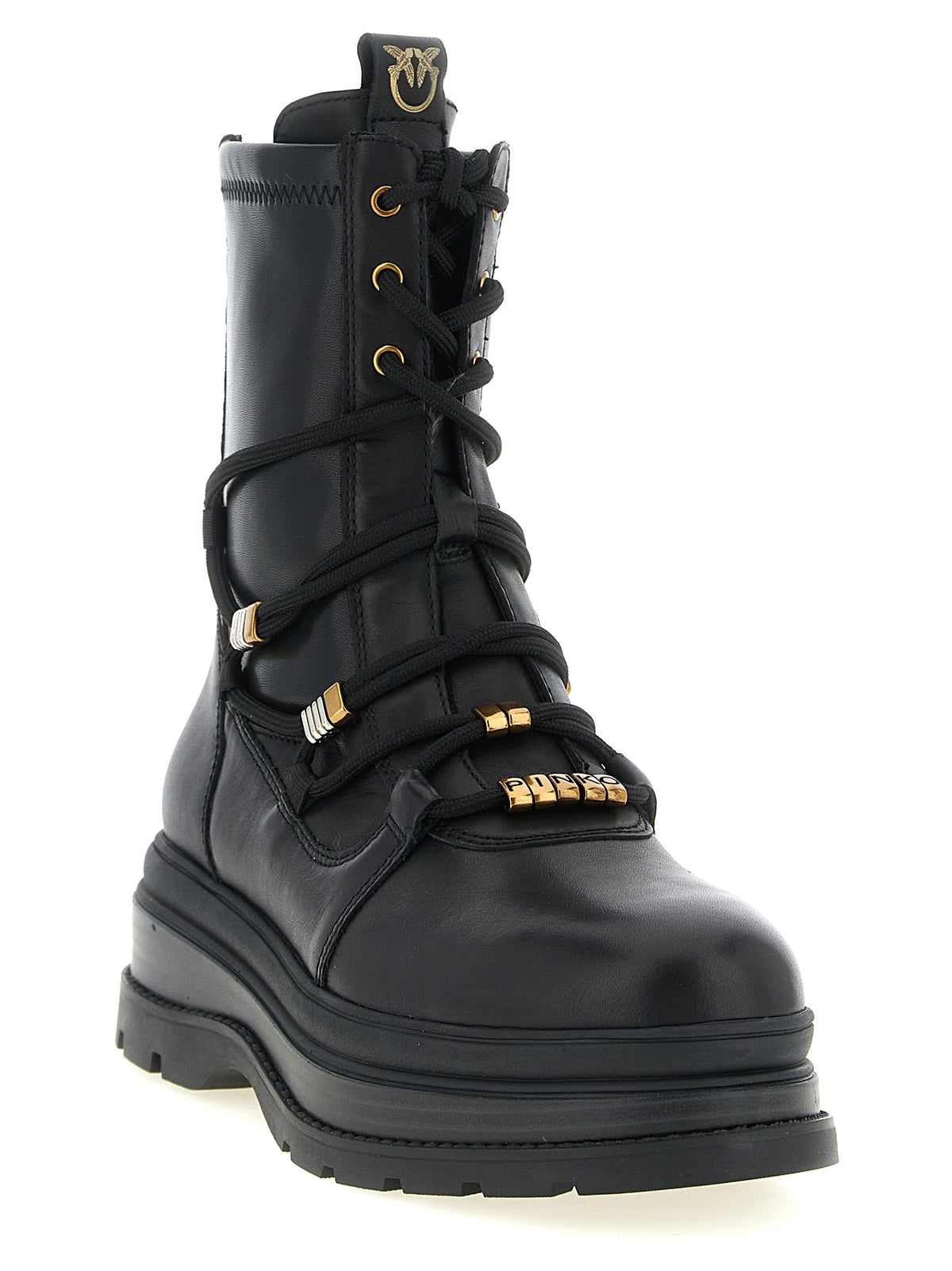 Black Cowhide Lace-Up Boots