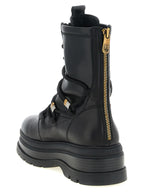 Black Cowhide Lace-Up Boots