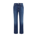 Blue Cotton Straight-Leg Jeans