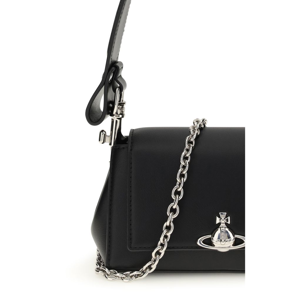 Black Polyurethane Shoulder Bag